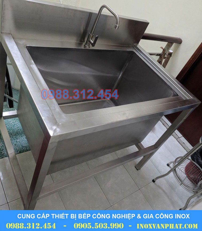 Chậu rửa inox 1 hộc lớn sản xuất tại Inox Vạn Phát
