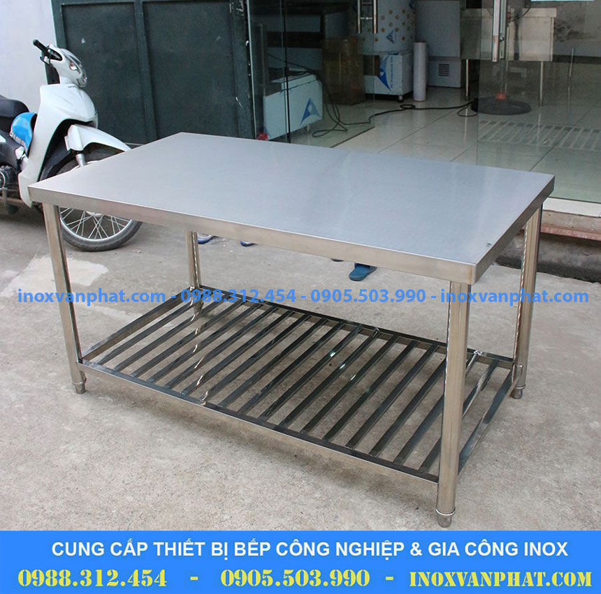 Bàn inox 1 tầng có kệ song