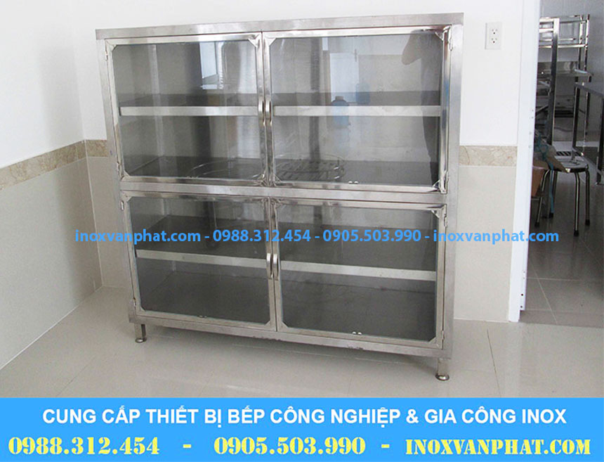 Tủ inox có cửa kính