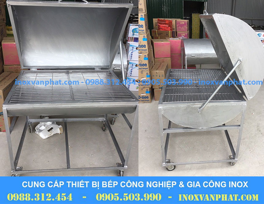 Lò nướng than inox có nắp đậy