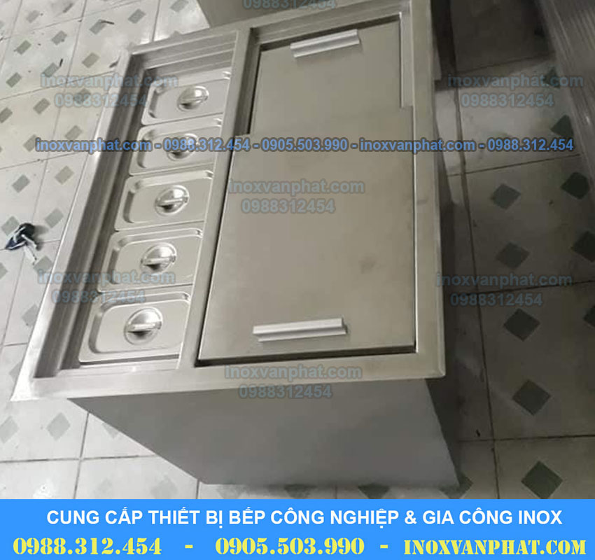Thùng chưa đá có khay topping