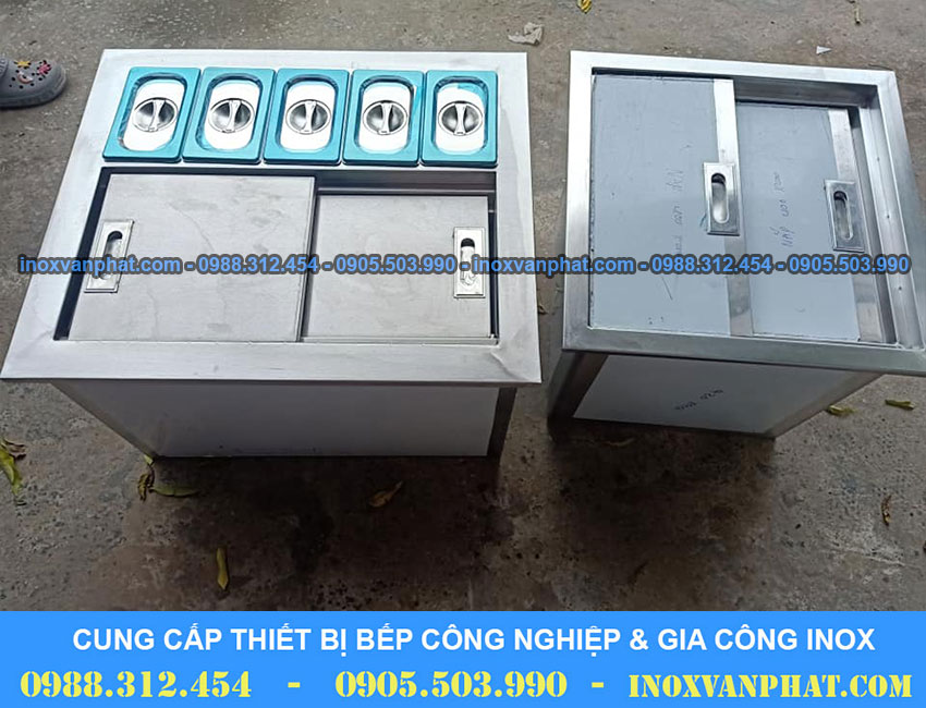 Thùng chưa đá có khay topping