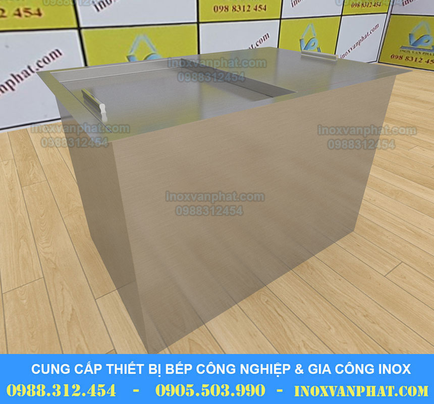 Thùng chứa đá inox âm bàn