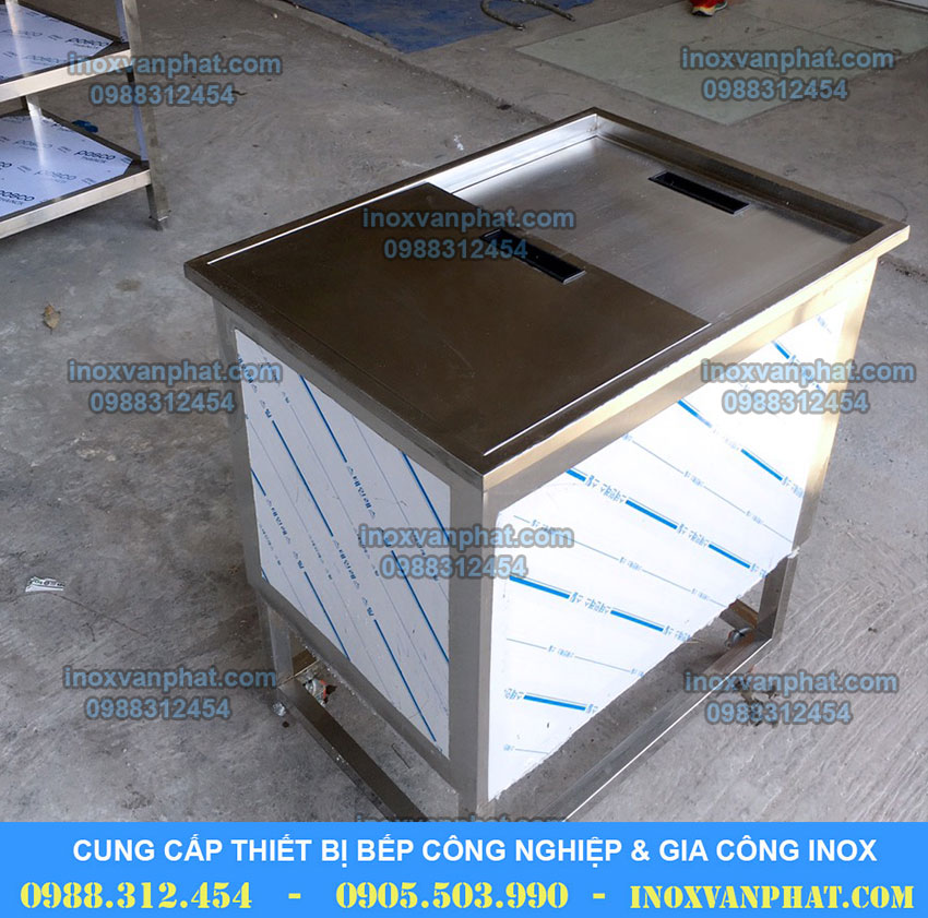 Thùng chứa đá inox âm bàn