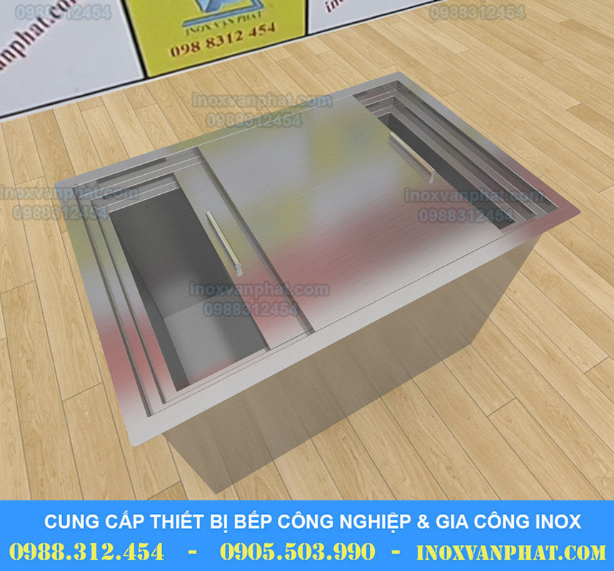 Thùng chứa đá inox âm bàn