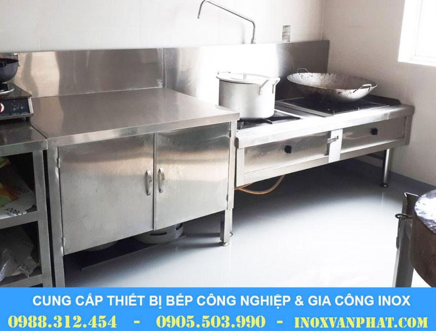 Tủ bếp inox cửa mở