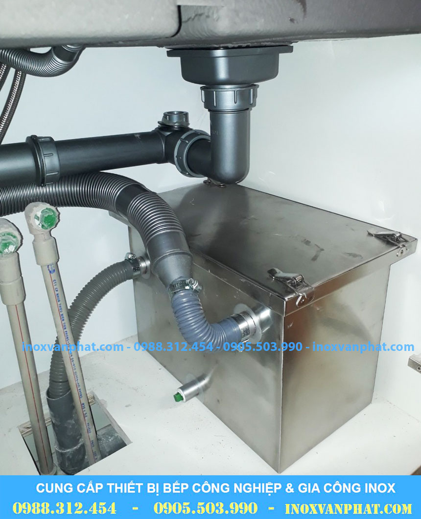 Bẫy mỡ inox áp dụng tại các gian bếp