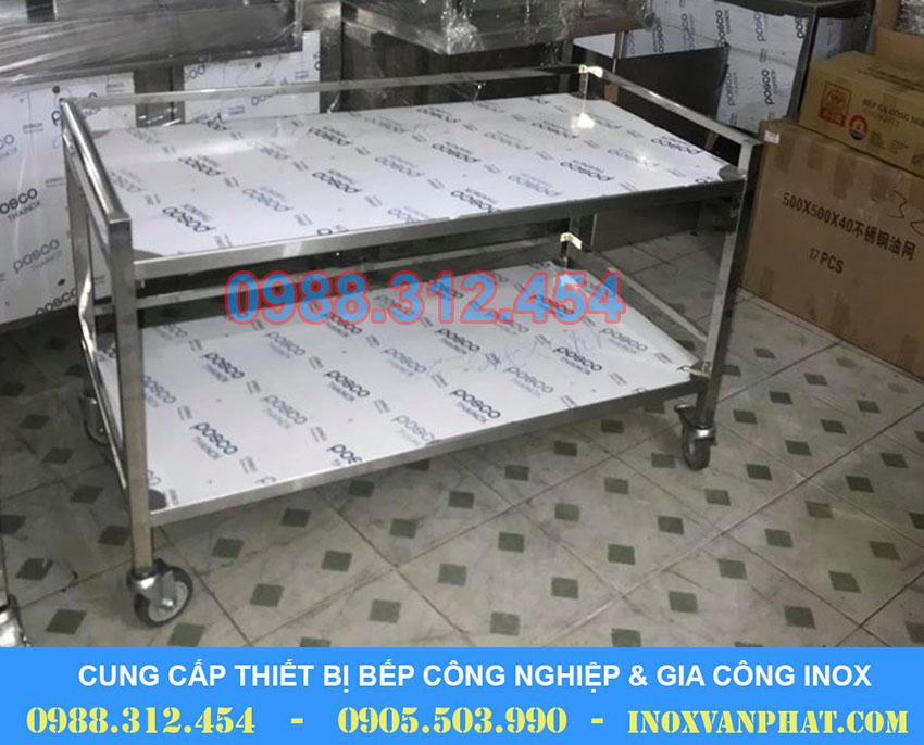 Xe đẩy inox 2 tầng