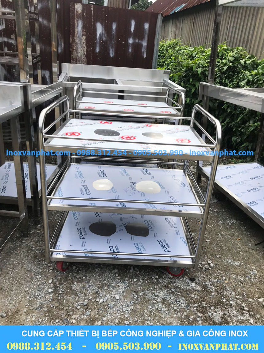 Xe đẩy inox 3 tầng